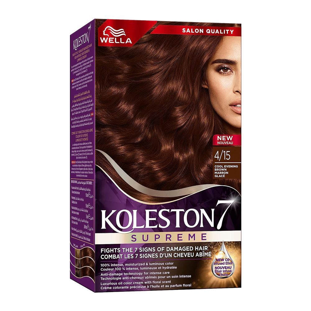 Wella Koleston 7 Supreme Color Cream Kit, 4/15 Cool Evening Brown -  Front View