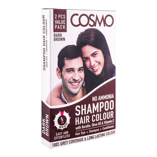 Cosmo No Ammonia Shampoo Hair Color, 2-Pack, Dark Brown -  Front View