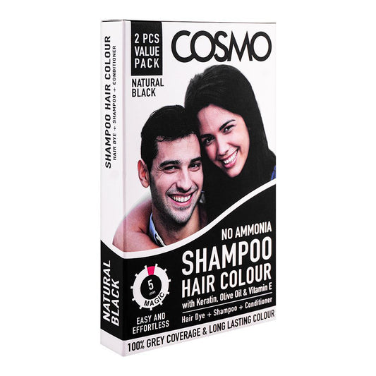 Cosmo No Ammonia Shampoo Hair Color, 2-Pack, Natural Black -  Front View