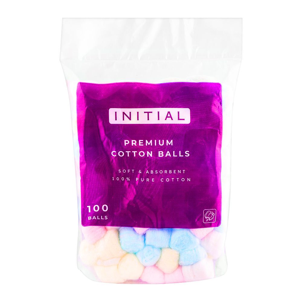 Initial Premium Cotton Balls Multi Colors, 100-Pack - Front View