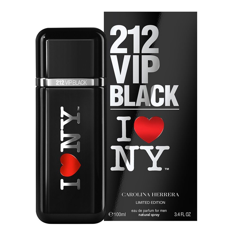 Carolina Herrera 212 VIP Black I Love NY Limited Edition Eau De Parfum, For Men, 100ml - Front View