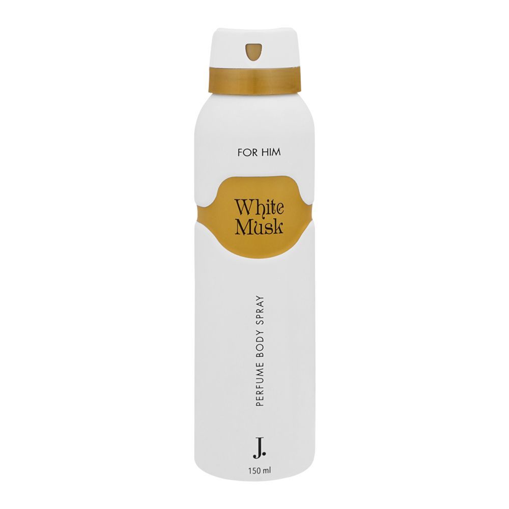 Junaid Jamshed J. White Musk Perfume Body Spray, For Men, 150ml - Front View