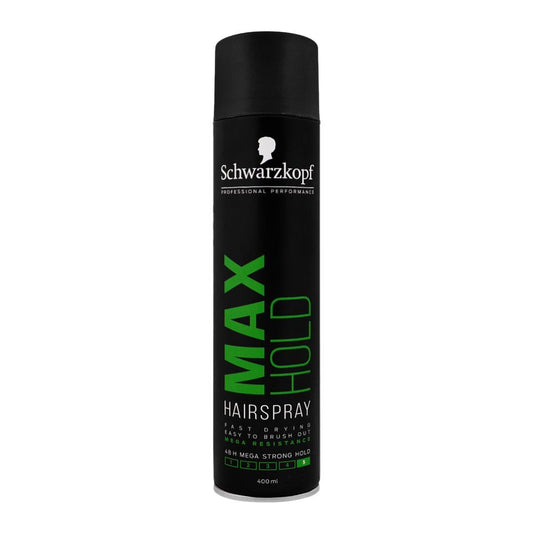 Schwarzkopf Max Hold 48H Mega Strong Hold Hair Spray, 05, 400ml - Front View