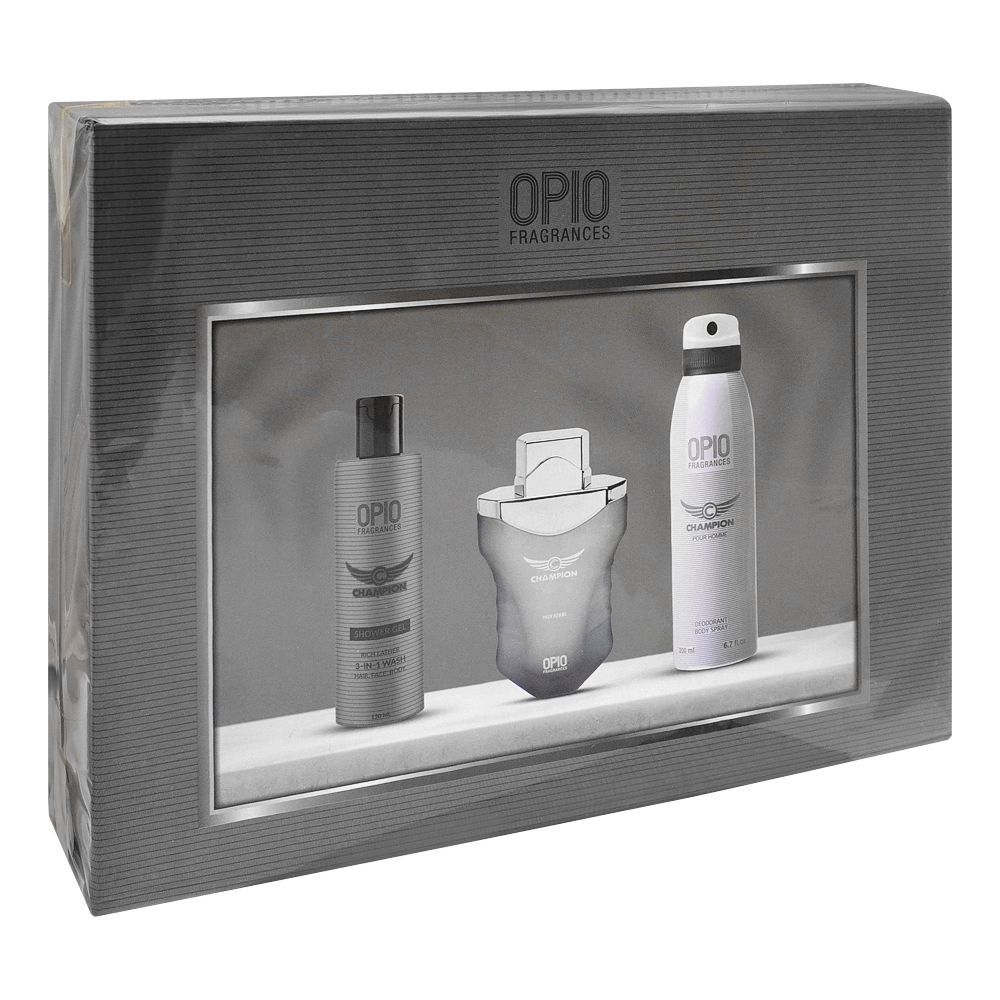 Opio Champion Set, For Men, Eau De Parfum 100ml + Shower Gel + Deodorant - Front View