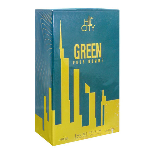 Hil City Green Pour Homme Eau De Parfum, For Men, 100ml - Front View