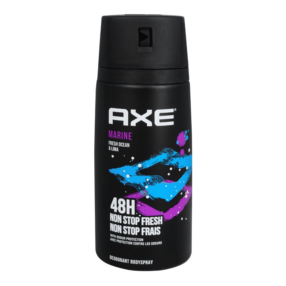 Axe Marine Fresh Ocean & Lima 48H Non-Stop Fresh Deodorant Body Spray, For Men, 150ml - Front View