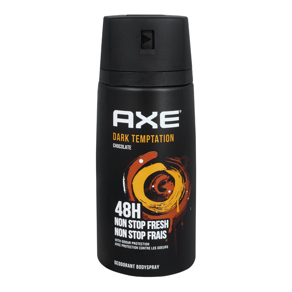 Axe Dark Temptation Chocolate 48H Non-Stop Fresh Deodorant Body Spray, For Men, 150ml - Front View