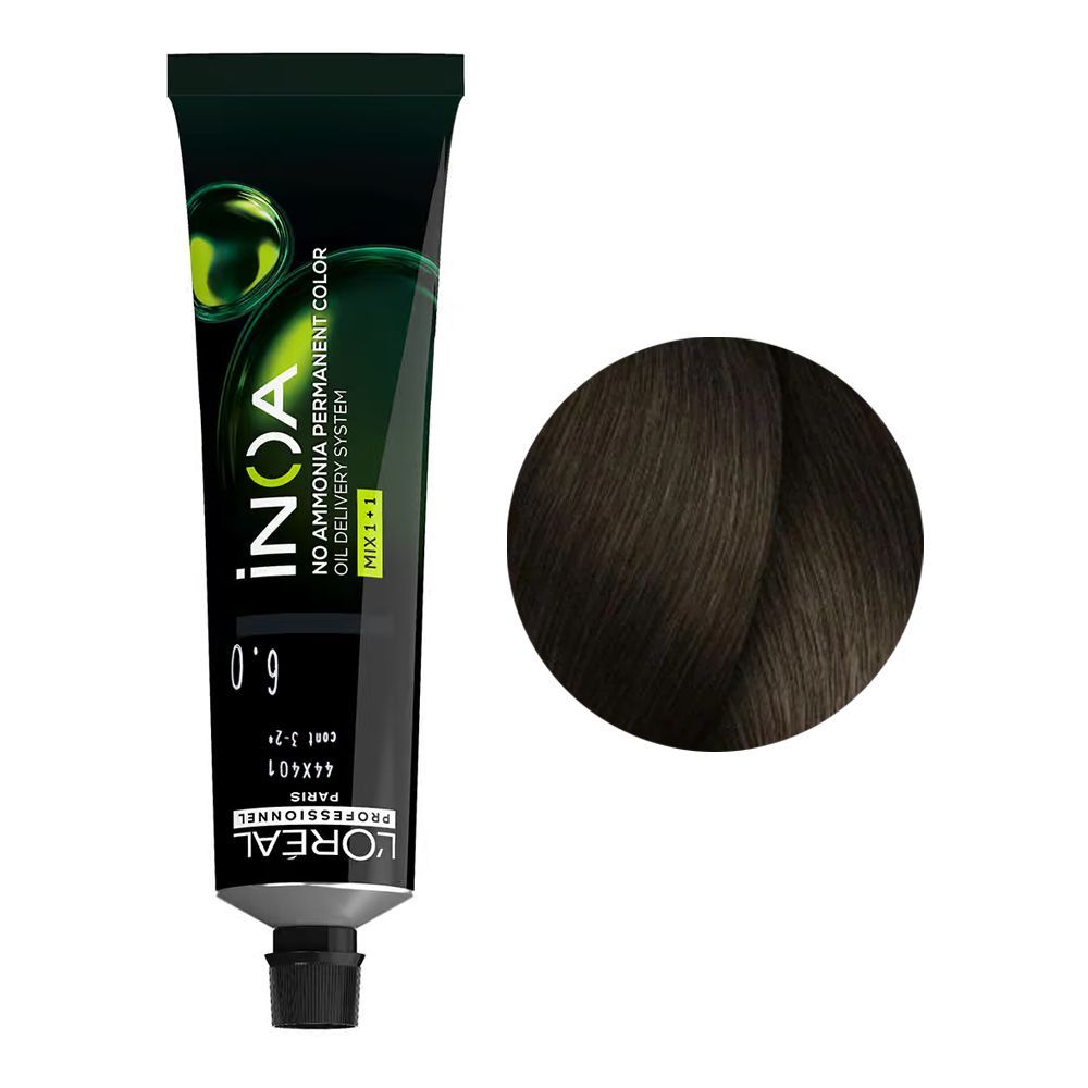 L'Oreal Professionnel Inoa No Ammonia Permanent Hair Coloring Cream, 6.0 Deep Cover Dark Blonde, 60g -  Front View