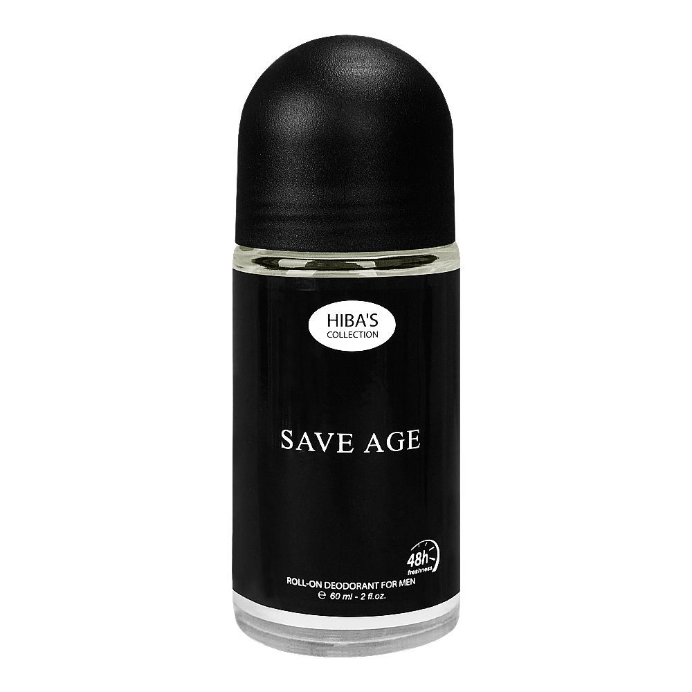 Hiba's Collection Save Age Deodorant Roll On, For Men, 60ml - Front View