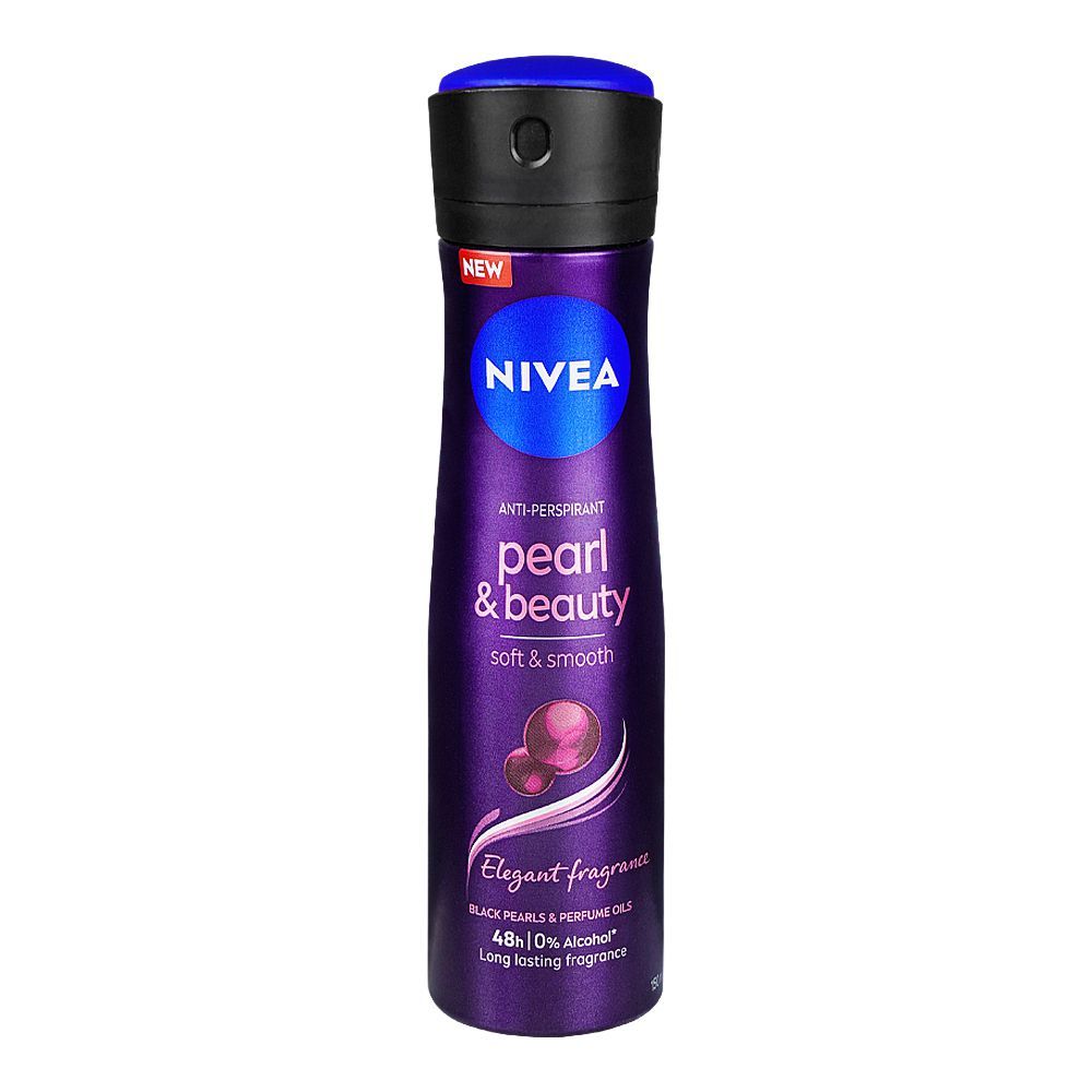 Nivea Pearl & Beauty Body Spray/Deodorant, For Women, 48H Lasting, Free Alcohol, Anti-Perspirant, 150ml - Front View