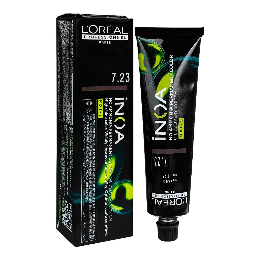 L'Oreal Professionnel Inoa No Ammonia Permanent Hair Colouring Cream, 7.23 Iridescent Golden Blonde -  Front View