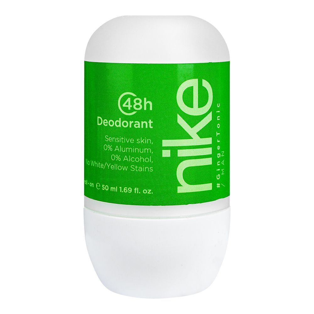 Nike Men Ginger Tonic 48H Deodorant Roll On, 50ml - Front View