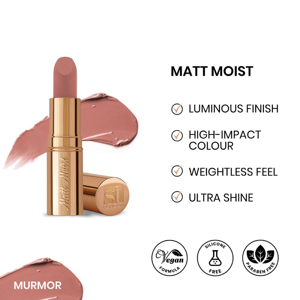 ST London Matte Moist Long Lasting Lipstick, Murmor - Front View