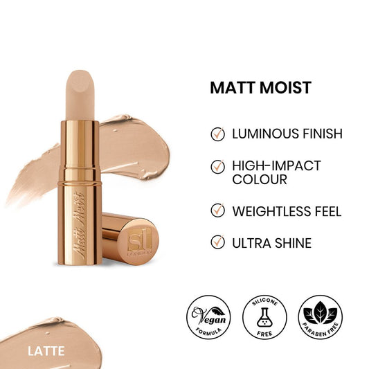 ST London Matte Moist Long Lasting Lipstick, Latte - Front View