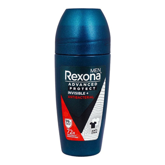 Rexona Advanced Protect Invisible+Antibacterial Deodorant Roll On, For Men, 45ml - Front View