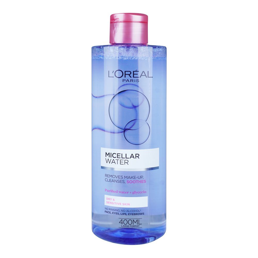 L'Oreal Micellar Water Make-up Cleanser, For Dry & Sensitive Skin, 400ml - Front View