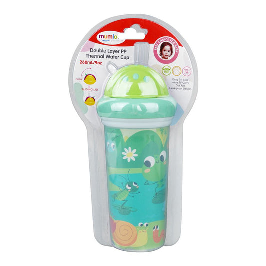 Mum Love Double Layer PP Thermal Water Cup, BPA Free, For 12+ Months, Green, 260ml, C6220 - Front View