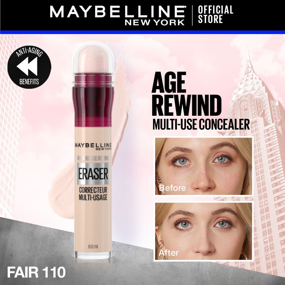 Maybelline New York Instant Age Rewind Eraser Dark Circles Treatment Multi-Use Concealer, 110 - Front View