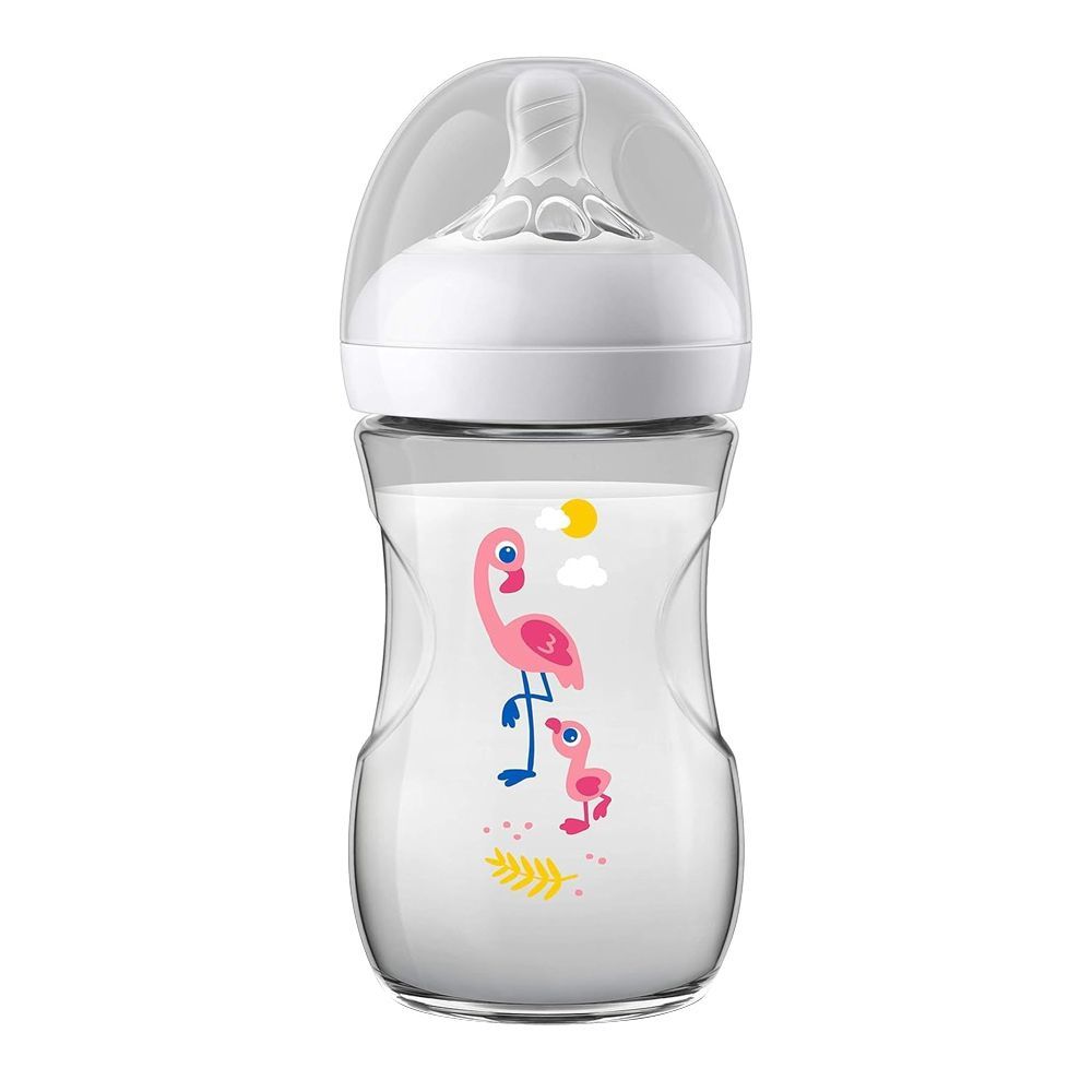 Avent Natural Wide Breast Shaped Feeding Bottle, For 1 Month+, 260ml, SCF070/21 - Front View