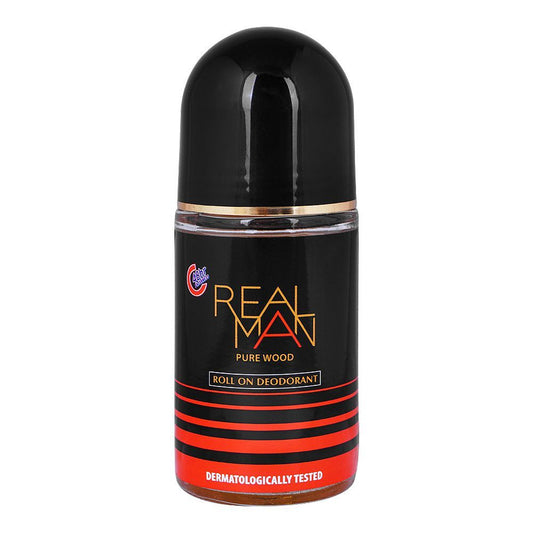 Real-Man-Pure-Wood-Deodorant-Roll-On-48-Hours-Lasting-Dermatologist-Tested-For-Mens-50ml - Front View