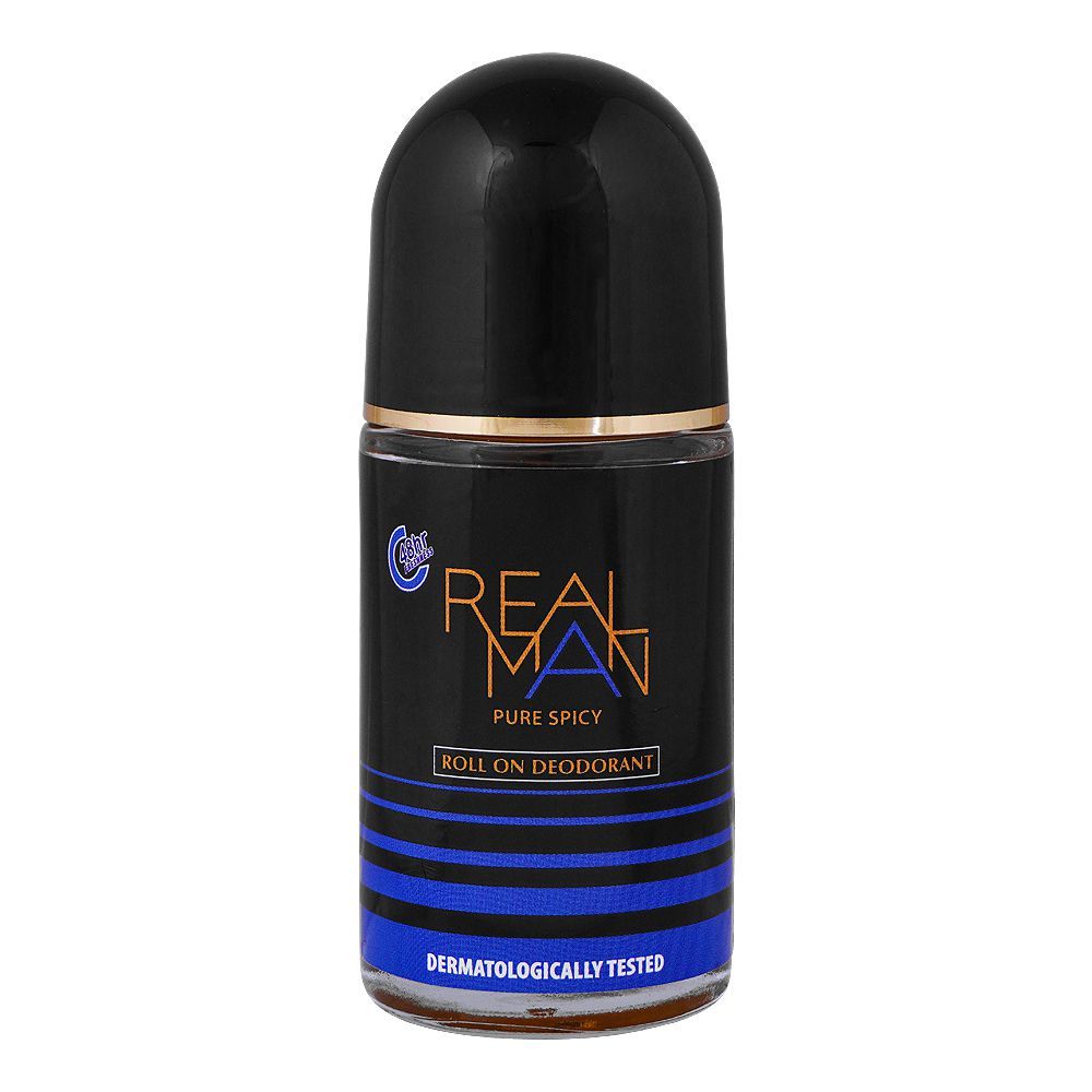 Real-Man-Pure-Spicy-Deodorant-Roll-On-48-Hours-Lasting-Dermatologist-Tested-For-Mens-50ml - Front View