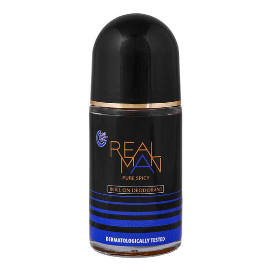 Real-Man-Pure-Spicy-Deodorant-Roll-On-48-Hours-Lasting-Dermatologist-Tested-For-Mens-50ml - Front View