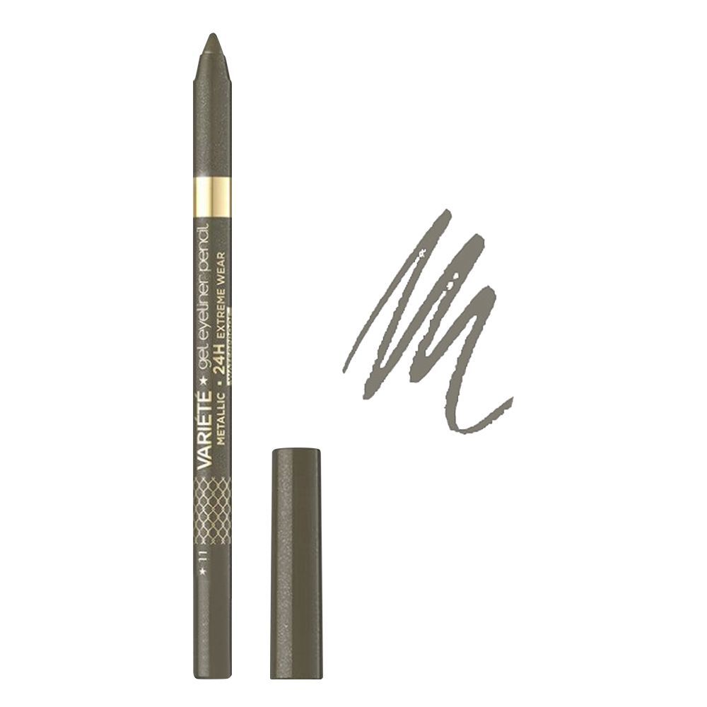 Eveline Variete Gel Eyeliner Pencil, Waterproof, 24 Hours Extreme Wear, 11 Khaki -  Front View