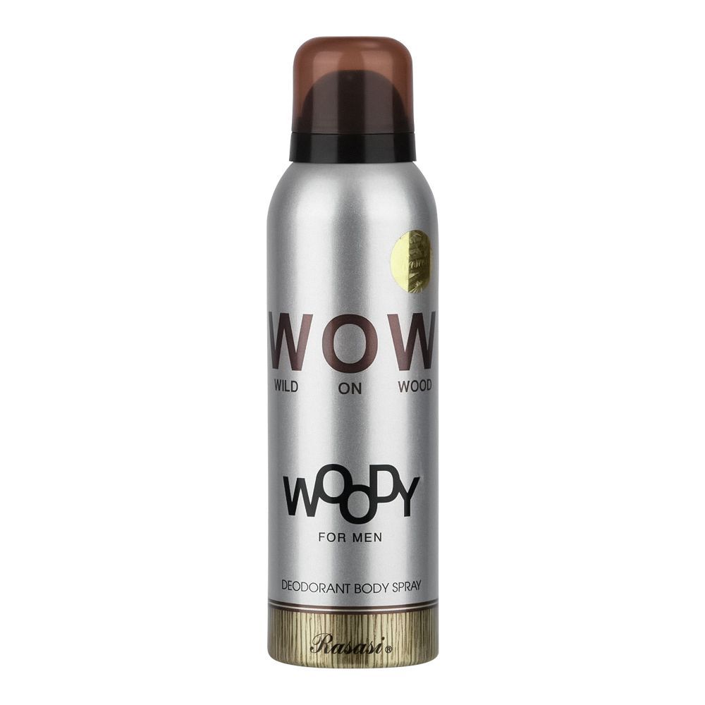 Rasasi-Woody-Deodorant-Spray-For-Men-200ml - Front View