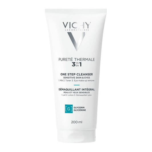 Vichy Purete Thermale 3-in-1 Face Cleanser (Milk+Toner+Eye Makeup Remover), For Sensitive Skin and Eyes, 200ml - Front View