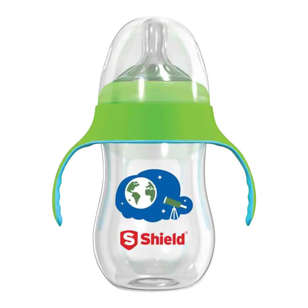 Shield Baby Wide Neck Anti Colic Feeder, BPA and Drip Free, For 12 Months+, 260ml - Front View