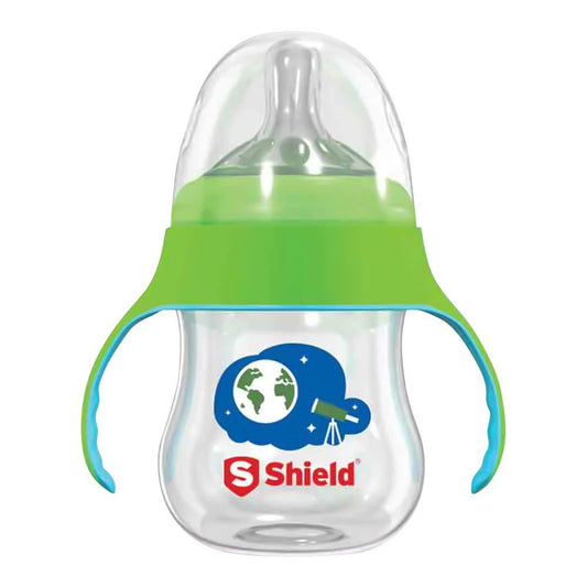 Shield Baby Wide Neck Anti Colic Feeder, BPA and Drip Free, For 12 Months+, 180ml - Front View