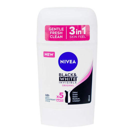 Nivea-Men-Black-&-White-Invisible-Original-Anti-Perspirant-Deodorant-Stick-50ml - Front View