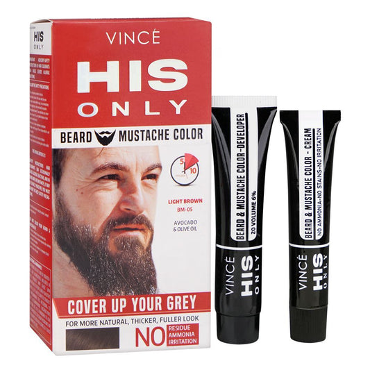 Vince His Only Beard & Moustache Hair Color, BM-05 Light Brown -  Front View