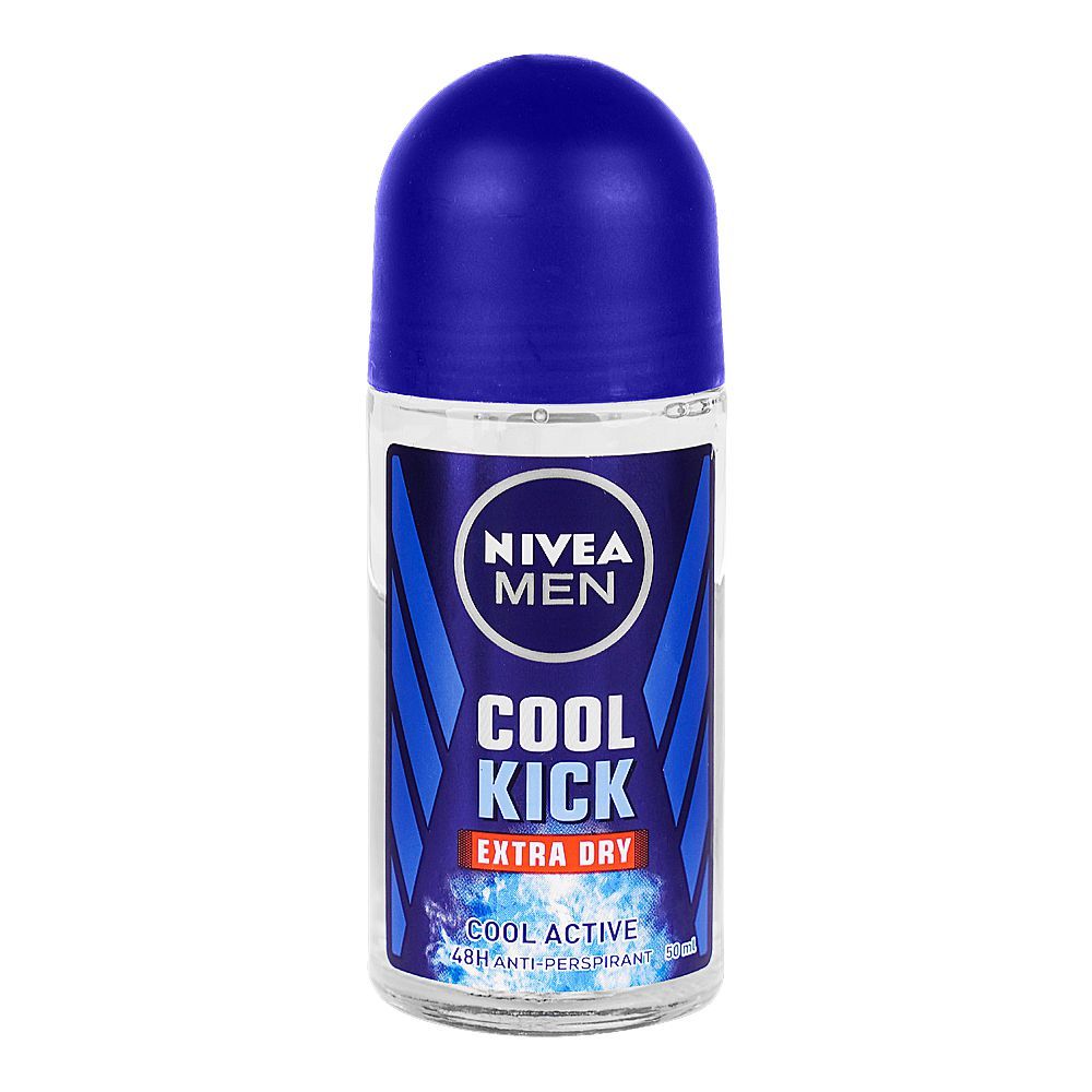 Nivea Men 48H Cool Kick Extra Dry Cool Active Roll On 50ml - Front View