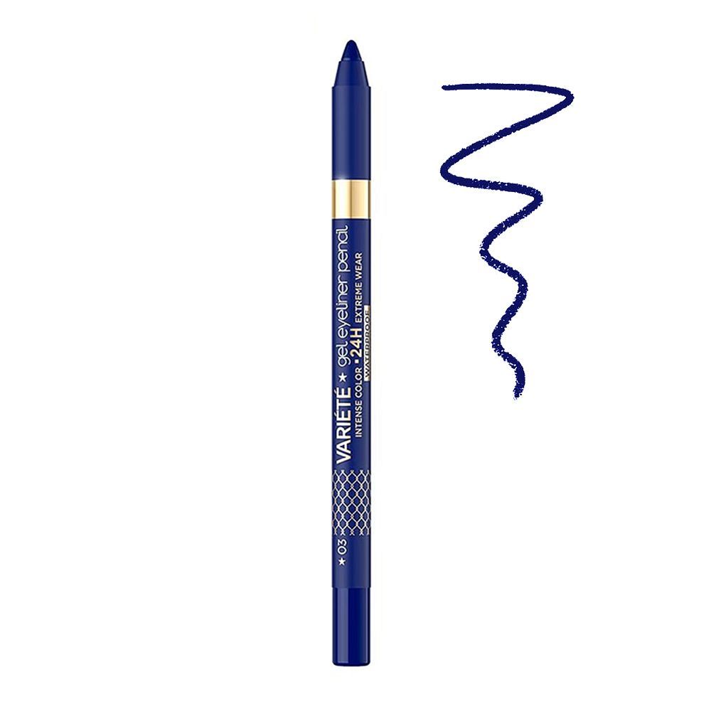 Eveline Waterproof Variete Gel Eyeliner Pencil, 03 Blue -  Front View