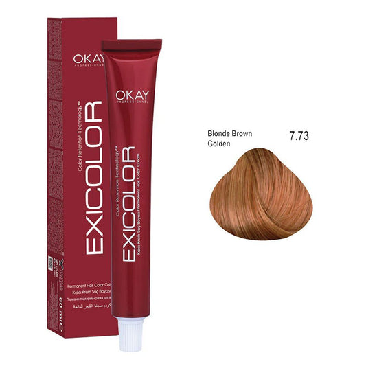 Neva Exicolor Permanent Hair Color Cream, 60ml, 7.73 Blonde Brown Golden -  Front View