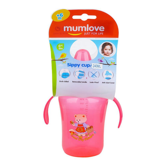 Mum Love Sippy Cup, For 6+ Months, 240ml, Red, C6209 - Front View