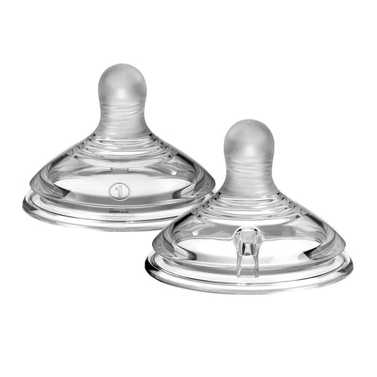 Tommee Tippee Natural Start Slow Flow Soft Teats, Nipples For 0 Months+, 2-Pack, 423961 - Front View