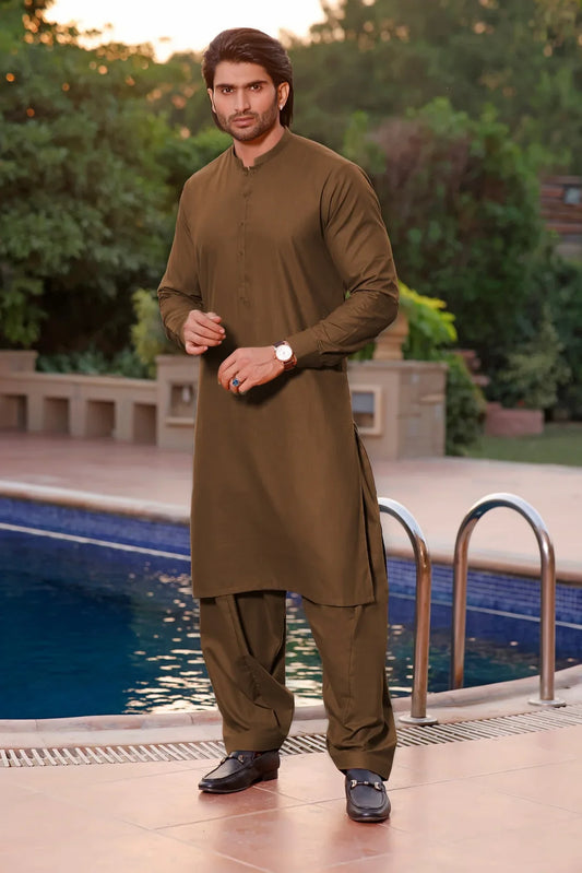 Golden Brown Shalwar Kameez for Men