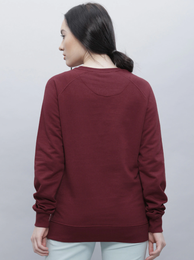 Ace Women Maroon Solid Pullover Sweatshirt