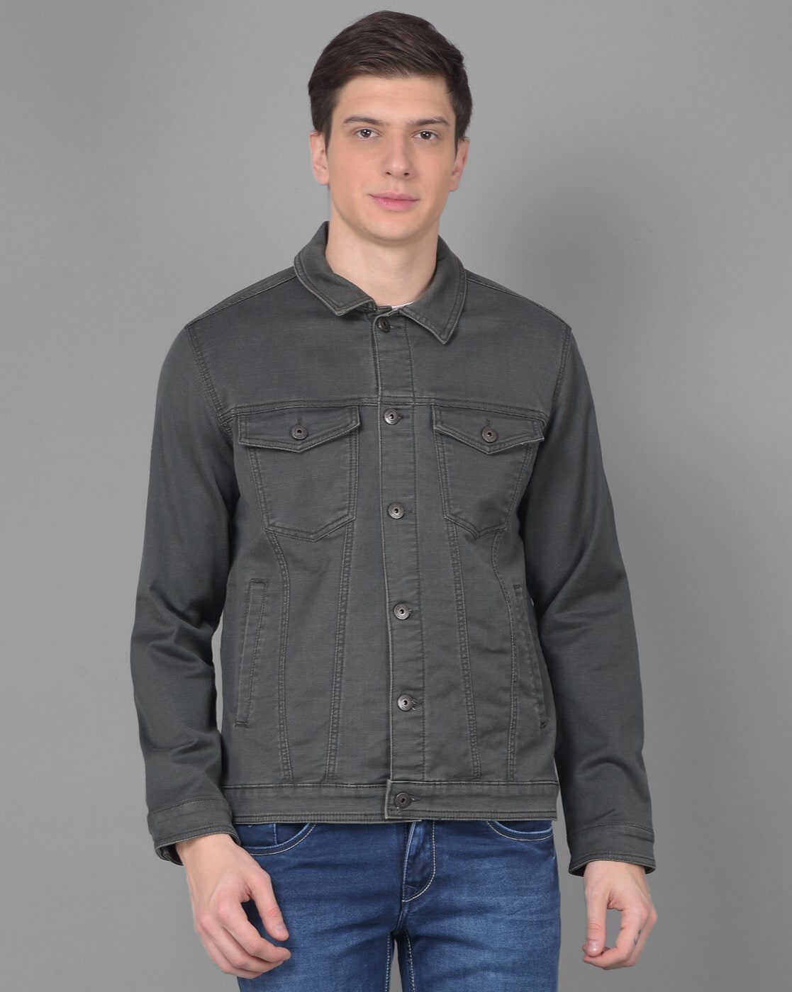 Men's Grey Denim Jacket Premium Quality