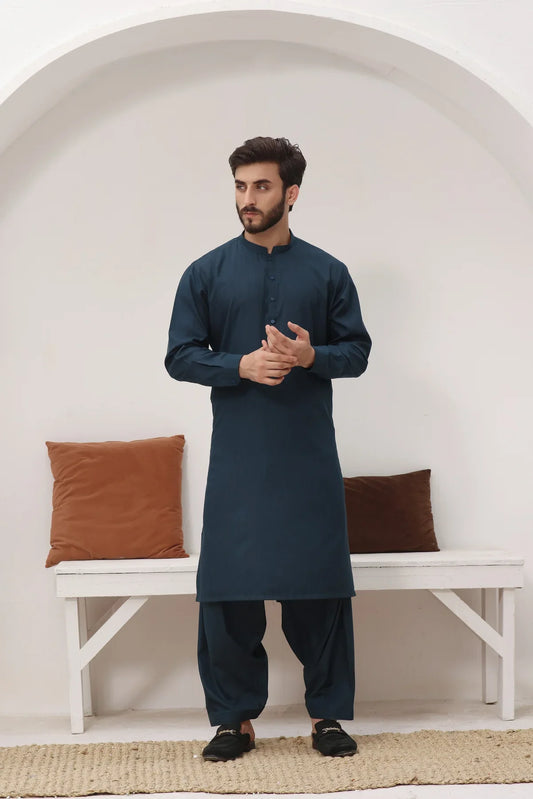 Teal Lagoon: Stylish Shalwar Kameez for Men