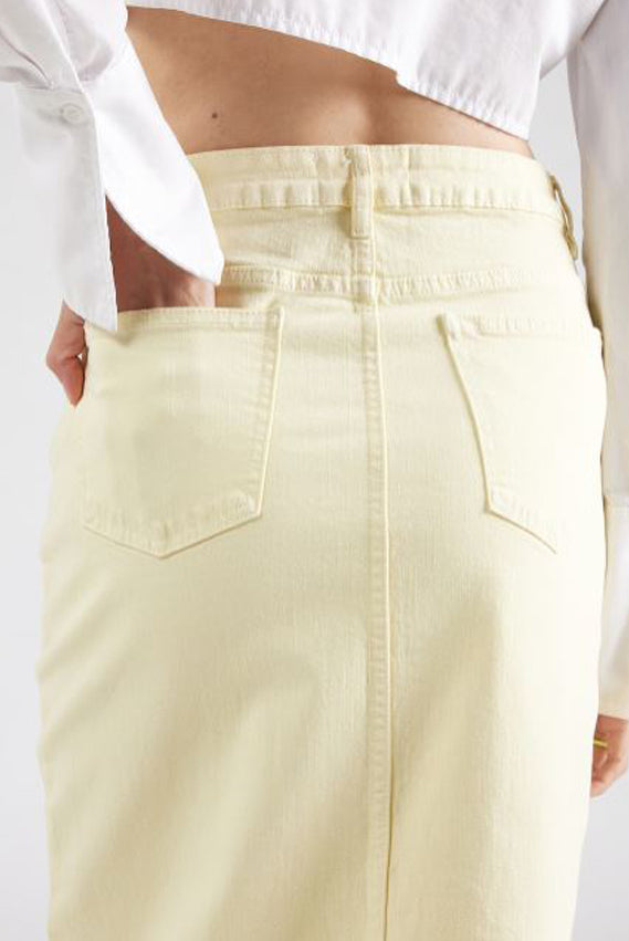 Ace Relaxed Fit Midi Denim Skirt Pastel Yellow