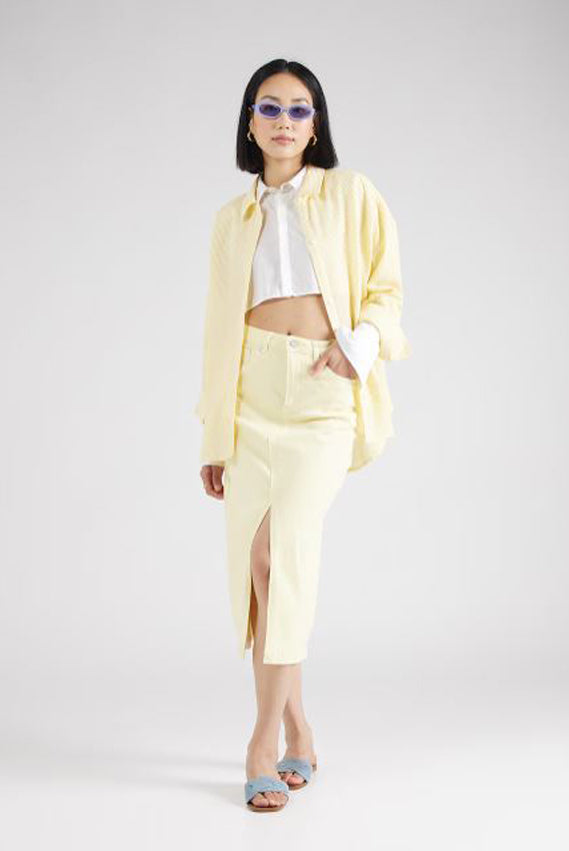 Lemon yellow denim skirt hotsell