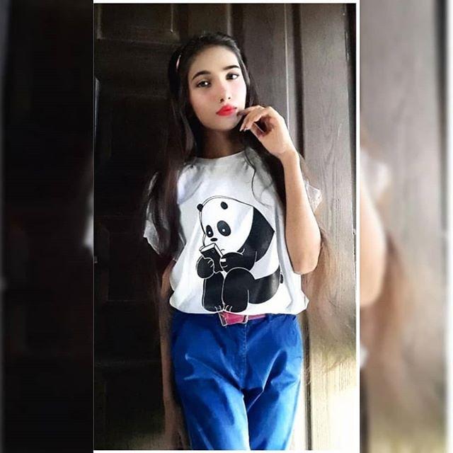 White Reading Panda Cotton Printed T-shirt For Womens - Front View - AceCart