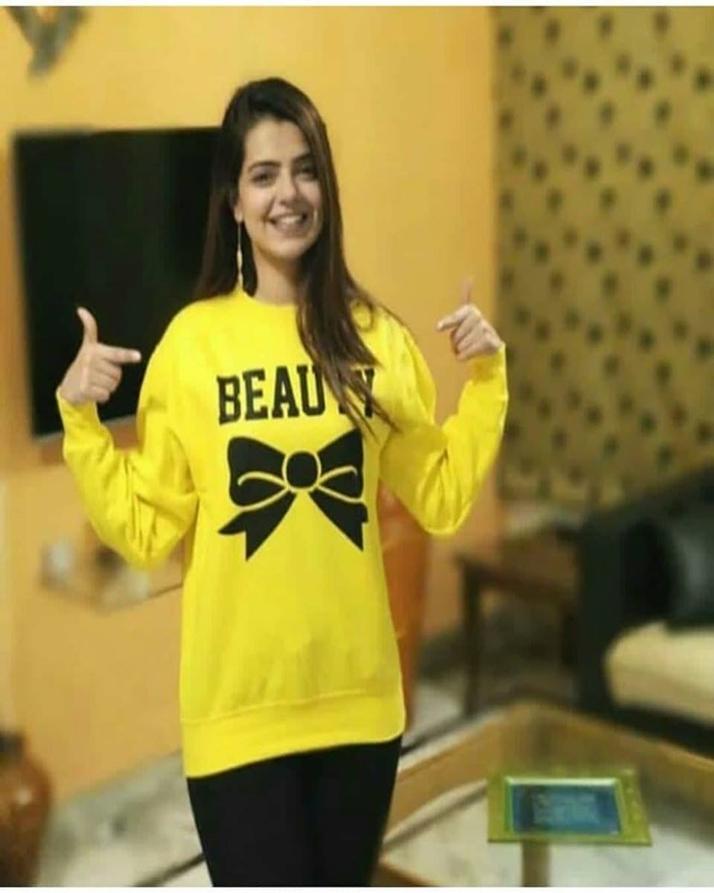 Yellow Beauty Printed T-Shirt For Women - Front View - AceCart