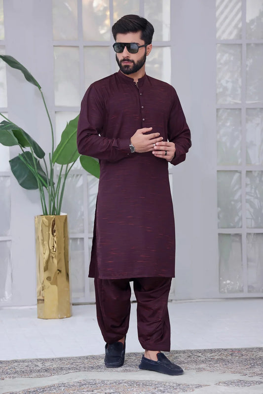 Regal Orchid: Purple Shalwar Kameez Ensemble for Men