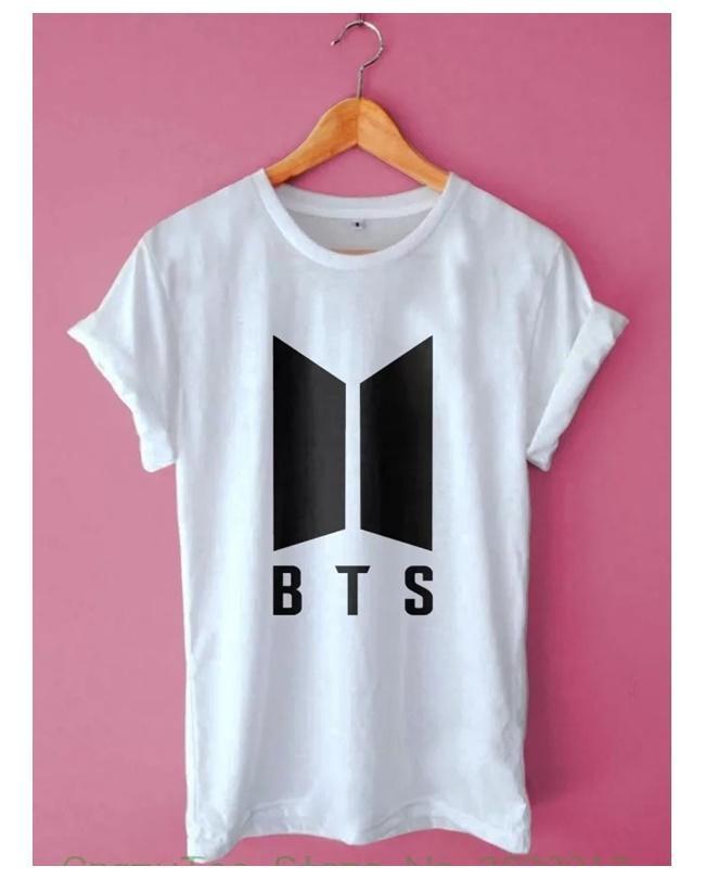 White BTS Cotton Printed T-Shirt For Women - Front View - AceCart