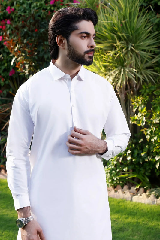 Pure Elegance: Natural White Shalwar Kameez Ensemble