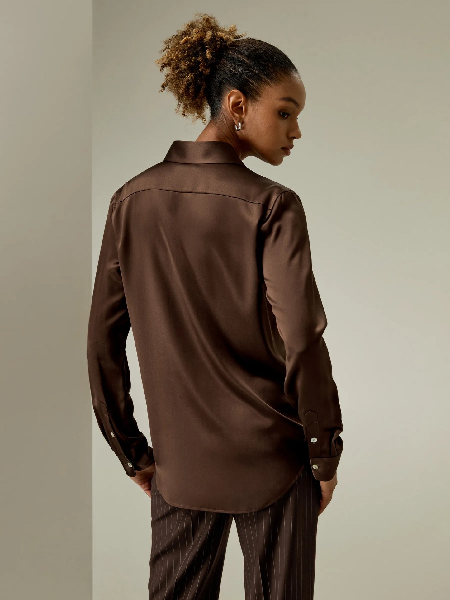 Ace Chocolate Silk Shirt For Women